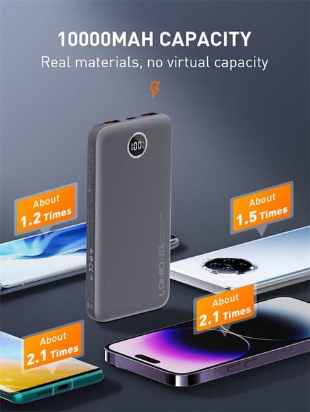 10000mAh Slim Power Bank with LED Display