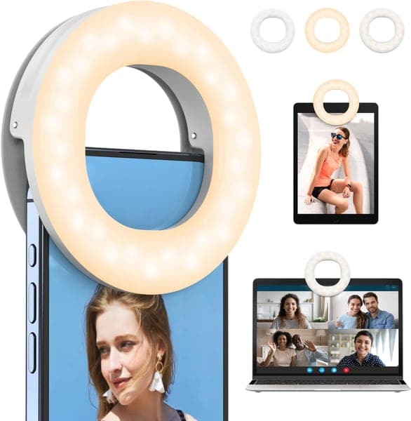 LED Selfie Ring Light with Clip (3 Modes)