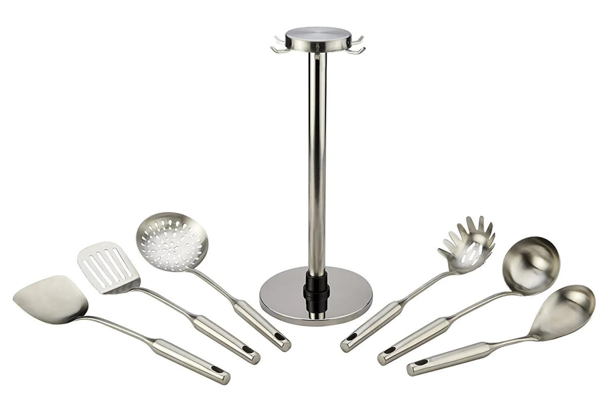 6-Piece Stainless Steel Kitchen Utensil Set with Holder