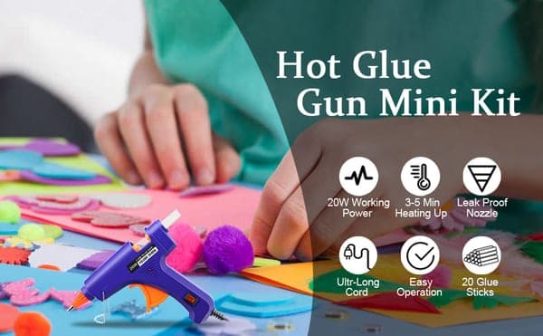 Mini Hot Glue Gun (with 20 Glue Sticks)